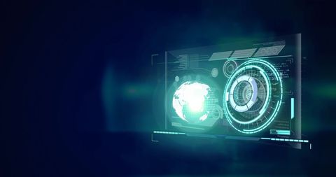 futuristic digital interface with rotating neon scanner - Download Free Stock Images Pikwizard.com