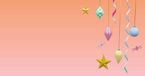 Colorful Holiday Decorations on Pink Background