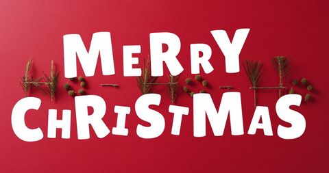 Merry Christmas Message with Creative Pine Decorations