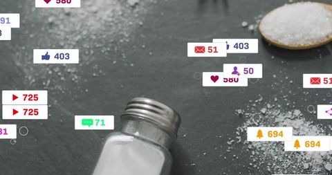 Salt shaker interplay with digital notifications on slate