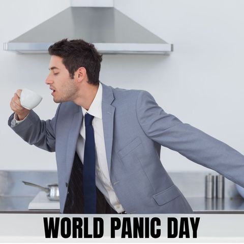 businessman rushing with coffee for time management initiative - Download Free Stock Templates Pikwizard.com