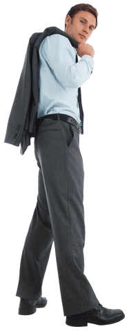 Confident Businessman Holding Jacket in Pose on Transparent Background - Download Free Stock Videos Pikwizard.com