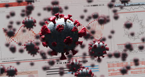Virus Cells Animation Over Medical Data Charts