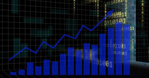 binary code and growing bar graph on dark digital background - Download Free Stock Images Pikwizard.com