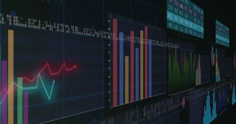 Digital Financial Data Analyzing with Bar and Line Graphs on Screen - Download Free Stock Images Pikwizard.com