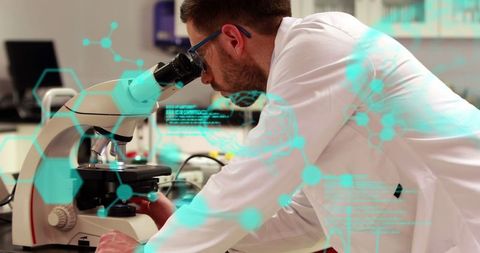 Scientist Analyzing Genetic Data with Advanced Microscope Interface - Download Free Stock Images Pikwizard.com