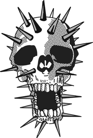 Spiked Skull Graphic Art with Halftone Details on Transparent Background - Download Free Stock Videos Pikwizard.com