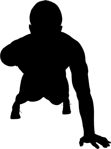 Transparent silhouette of athlete performing push-up variety