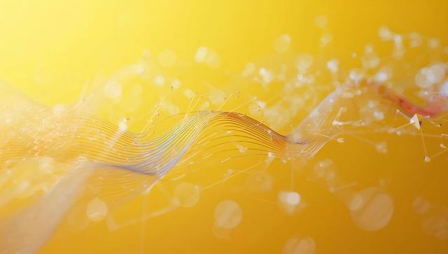 Abstract Network Wave in Digital Space with Glowing Nodes