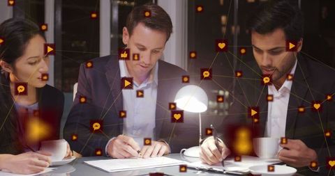 Business Team Analyzing Digital Networking Concepts