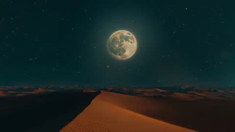 Full Moon Illuminating Serene Desert Nightscape