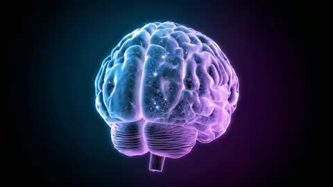 Futuristic 3D Animation of Glowing Brain with Particle Effects