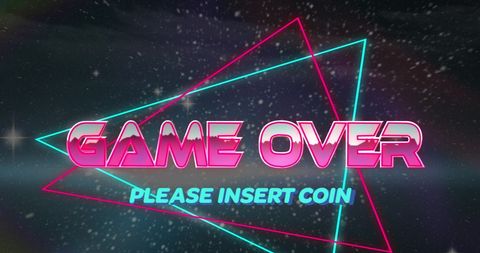Retro Game Over Screen with Neon Graphics - Download Free Stock Images Pikwizard.com