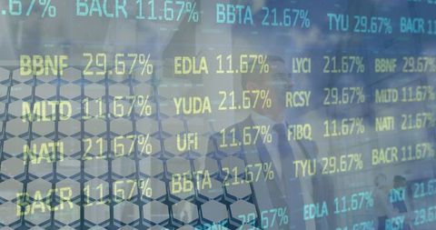 Businessman Analyzing Financial Markets and Solar Energy Innovations