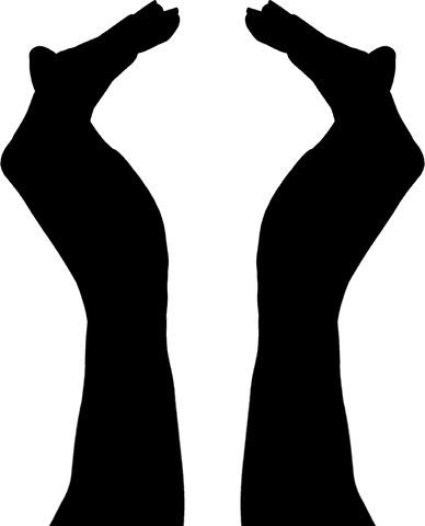 Silhouette of diverse hands on transparent background vector