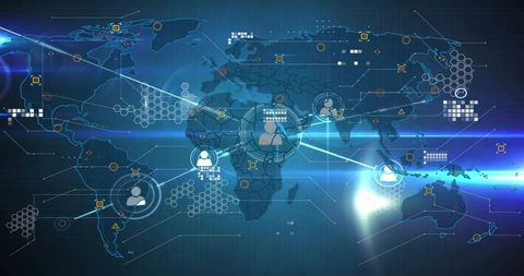 Global Network Connections on World Map with Digital Icons - Download Free Stock Images Pikwizard.com