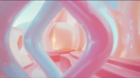 Futuristic Pastel Tubular 3D Space in Digital Gallery