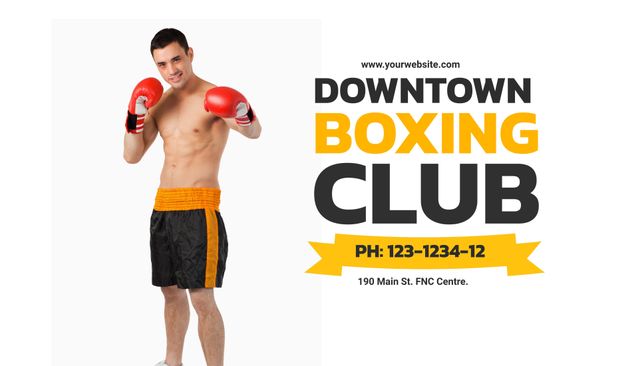 Fit Boxer Promotes Downtown Boxing Club With Contact Information - Download Free Stock Templates Pikwizard.com