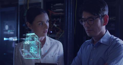 Cybersecurity Collaboration in Modern Server Room - Download Free Stock Images Pikwizard.com