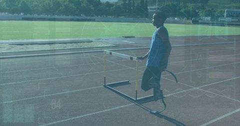 Athlete with Prosthetic Leg Using Sports Technology on Track