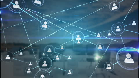 Digital Network Connections With Abstract Social Media Icons Fantasy