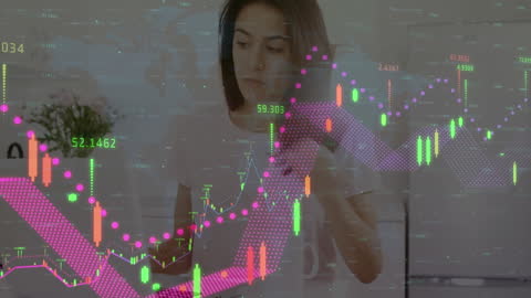 Woman Analyzing Financial Data on Laptop and Smartphone