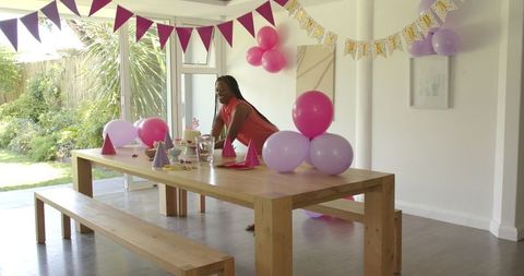 Joyful preparation for a festive celebration with balloons
