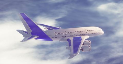Digital Airplane Flying Over Cloudy Sky - Download Free Stock Images Pikwizard.com