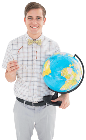 transparent geeky hipster smiling with globe - Download Free Stock Videos Pikwizard.com