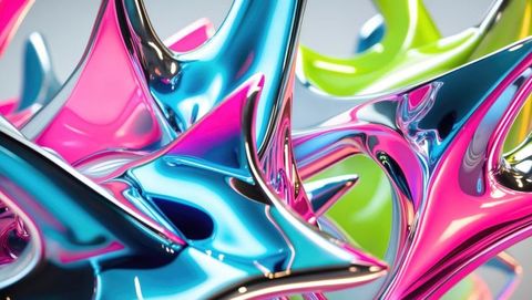 Colorful metallic abstract spikes in futuristic digital art