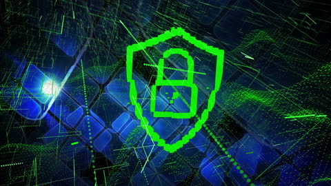 Digital Security Lock in Cyber Network Concept Art