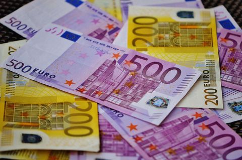 Assorted Euro Banknotes Scattered on Surface