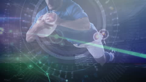 Futuristic Tech Overlay on Rugby Player