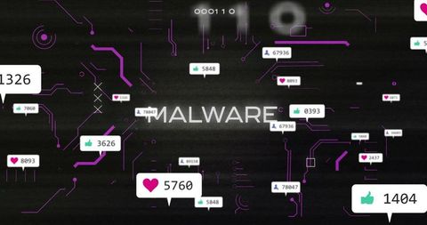 Digital Interface Showing Malware with Social Media Integration