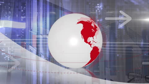 Global Data Connections Amidst Server Room Animation