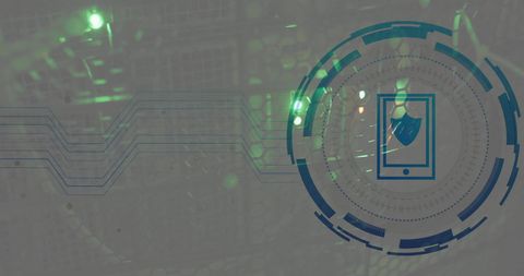 Digital Security Interface Overlay on Server Background - Download Free Stock Images Pikwizard.com