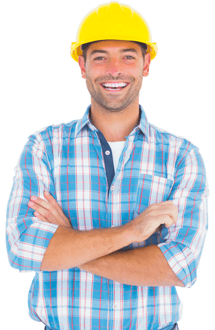 Cheerful Handyman Smiling with Arms Crossed on Transparent Background - Download Free Stock Videos Pikwizard.com