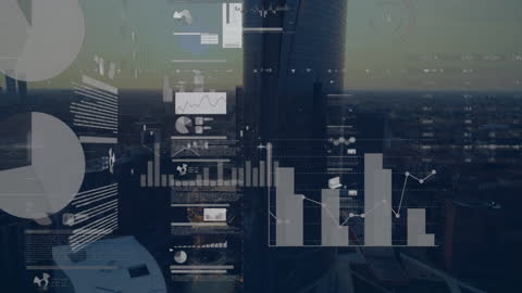 Futuristic Interface Analyzing Urban Skyline