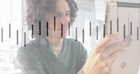 Young Professional Engaging with Digital Technology Interface