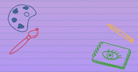 Creative diy stickers with art and school supplies