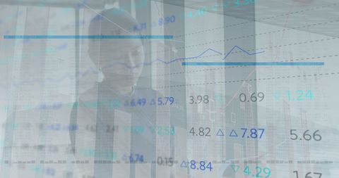 Businesswoman Analyzing Financial Market Data with Abstract Overlay - Download Free Stock Images Pikwizard.com