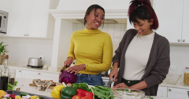 Happy Women Cooking Dinner Together in Bright Kitchen - Download Free Stock Images Pikwizard.com