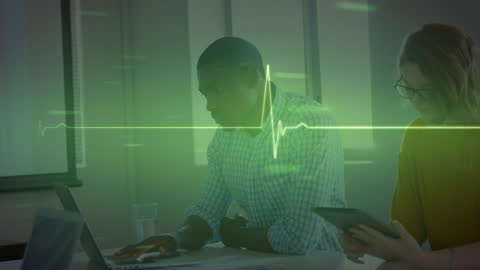 Cardiograph Animation on Business Team Using Technology