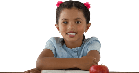 smiling girl transparent background with apple and homework - Download Free Stock Videos Pikwizard.com