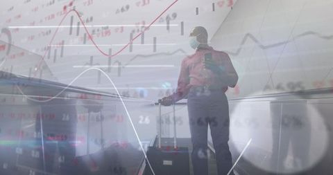 Masked Traveler Navigates Financial Markets Amid Pandemic