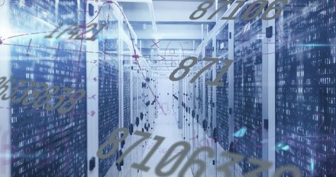 Abstract Digital Interface with Equations in Server Room - Download Free Stock Images Pikwizard.com
