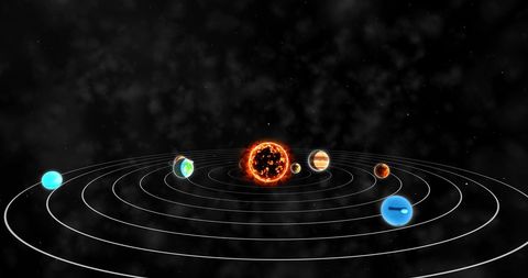 Abstract 3d solar system with planets revolving around sun