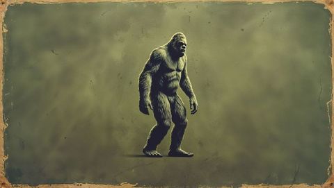 Mythical creature walking on textured vintage background