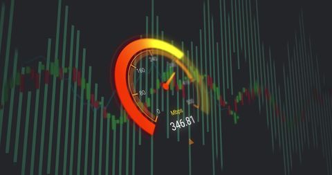 Colorful Speedometer Overlay on Digital Graph - Download Free Stock Images Pikwizard.com