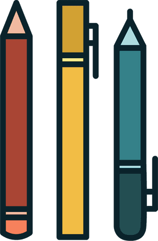 Vector Illustration of Pencil and Pens on Transparent Background